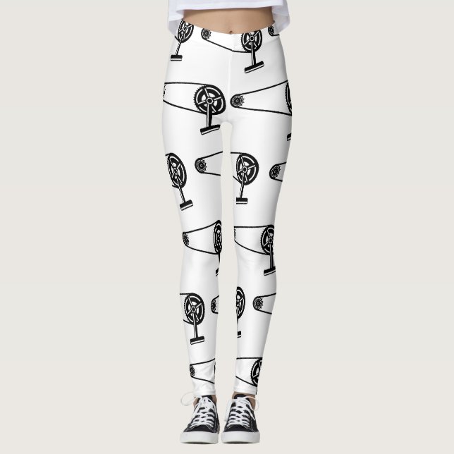 Single Speed Fixie Bike pattern Leggings (Front)