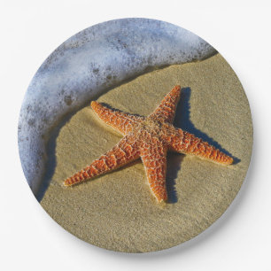 Single Starfish on Beach Paper Plate