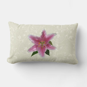 Single Stargazer Lily Lumbar Cushion
