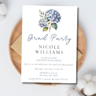 Single Stem Hydrangea Grad Party Invitation