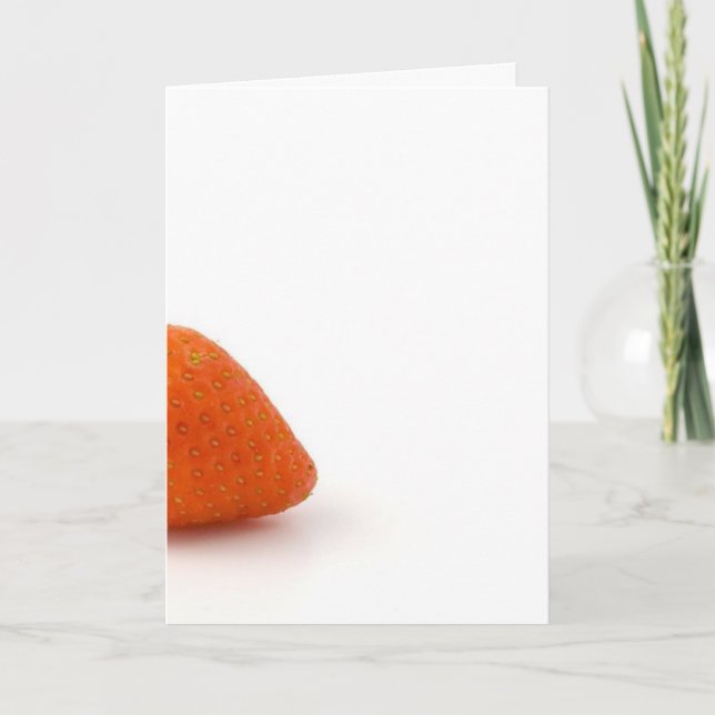 Single Strawberry On White Background Card (Front)
