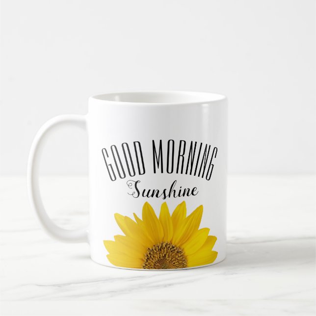 Single Sunflower Good Morning Sunshine Coffee Mug (Left)