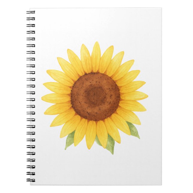 Single Sunflower Watercolor  Notebook (Front)