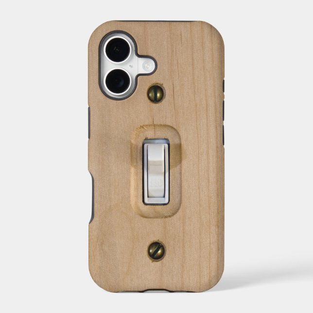 Single Switch Wooden Plate Close Up Photograph (Back)