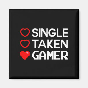 Single Taken Gamer Valentines Day Gaming Heart Fun Magnet