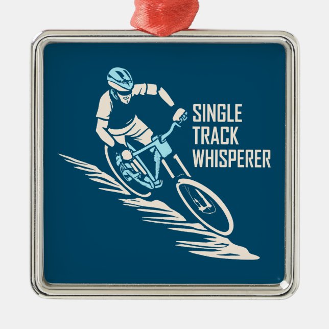 Single Track Whisperer Mountain Biking Metal Tree Decoration (Front)