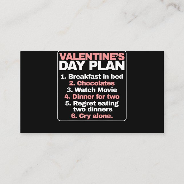 Single Valentines Day Funny Valentine's Day Plan Enclosure Card (Front)