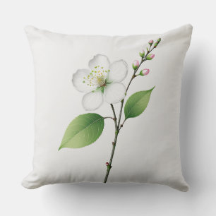 Single White Cherry Blossom Cushion