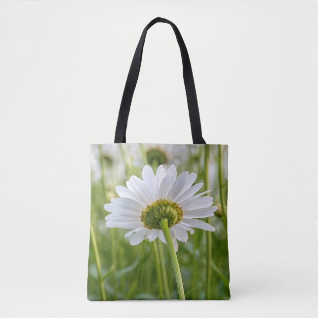 single white daisy in field tote bag (Front)