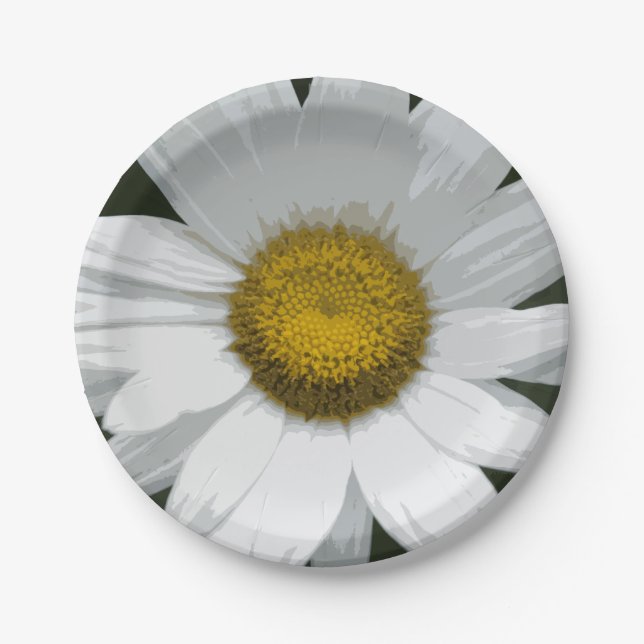 Single White Daisy Paper Plate (Front)
