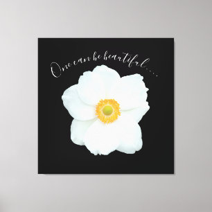 Single White Flower One Can Be Beautiful Poem Canvas Print
