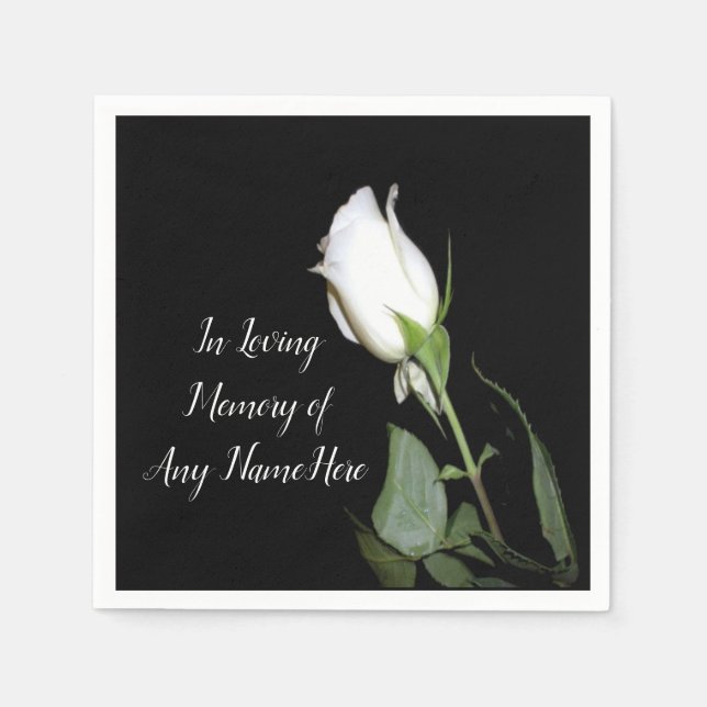 Single White Rose Napkin (Front)