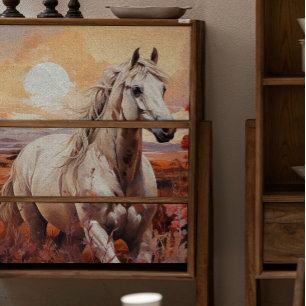 Single White Wild Horse Decoupage Tissue Paper