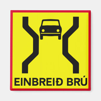 Single-Width Bridge, Traffic Sign, Iceland Magnet