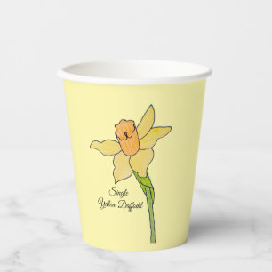 Single Yellow Daffodil with Orange Centre Paper Cups
