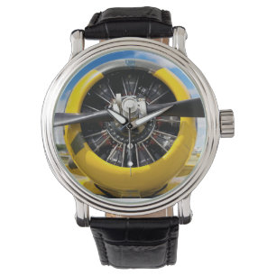 Single Yellow Prop Plane Propeller Closeup Watch