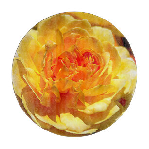 Single yellow rose cutting board