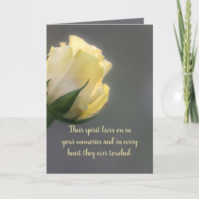 SINGLE YELLOW ROSE SYMPATHY CARD (Front)