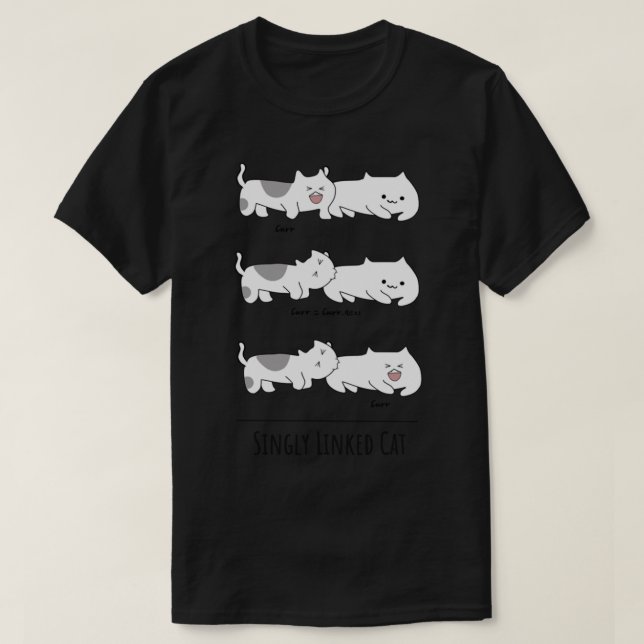 Singly Linked List Cats Biting Each Other   T-Shirt (Design Front)