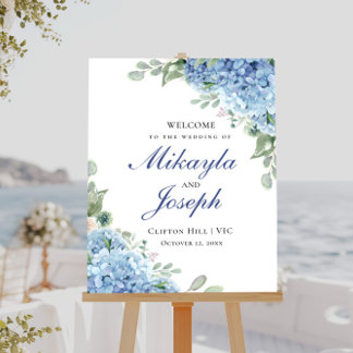 SINI Blue Hydrangea Welcome Vertical Poster