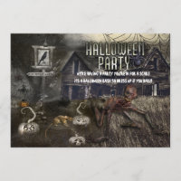 Sinister Avenue Scary Halloween Party Invitations