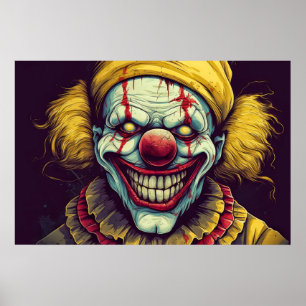 Sinister Carnival Clown Illustration Art Poster