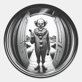 Sinister Clown at Your Door | Fisheye Classic Round Sticker