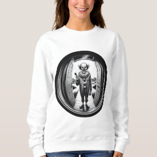 Sinister Clown at Your Door Fisheye Sweatshirt