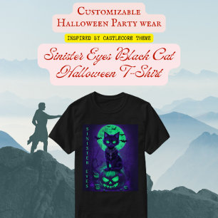 Sinister Eyes Black Cat Halloween T-Shirt