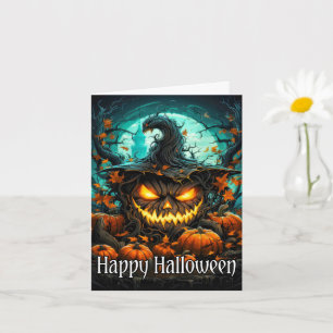 Sinister Glowing Pumpkin   Happy Halloween Card