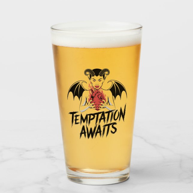 Sinister Gothic Demon Design - Temptation Awaits  Glass (Front Filled)