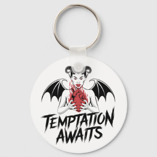 Sinister Gothic Demon Design - Temptation Awaits  Key Ring