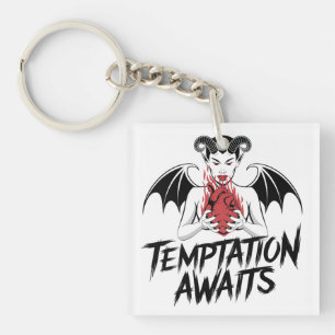 Sinister Gothic Demon Design - Temptation Awaits Key Ring
