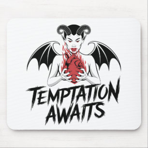 Sinister Gothic Demon Design - Temptation Awaits  Mouse Pad