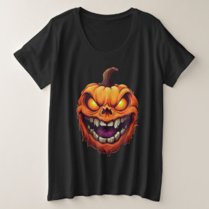 Sinister Grinning Pumpkin Head Plus Size T-Shirt
