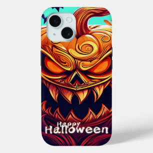 Sinister Jack-o-Lantern Bats Halloween Art iPhone 15 Case