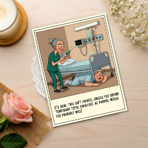 Sinister Nurse Hunts Patient Under Bed Get Well Postcard