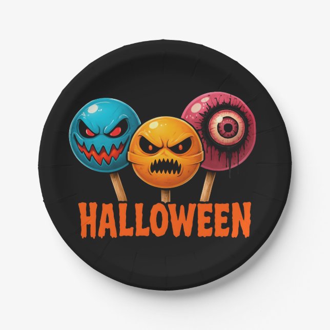 Sinister Sweets Halloween Paper Plate (Front)