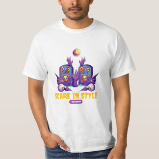Sinister Whimsy: Purple and Orange Illustrative T-Shirt