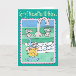 SINK SNORKELER Belated Birthday Card