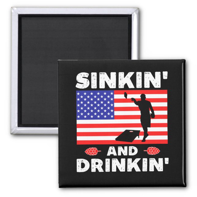 Sinking and Drinking - funny cornhole Magnet (Front)