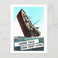Sinking Ship "Loose Talk" Warning Vintage