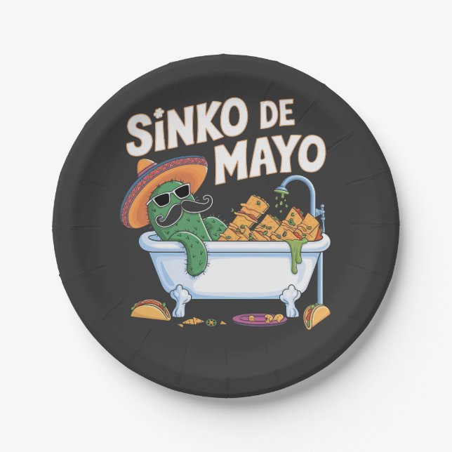 Sinko de Mayo Cinco De Mayo Cactus Funny  Paper Plate (Front)