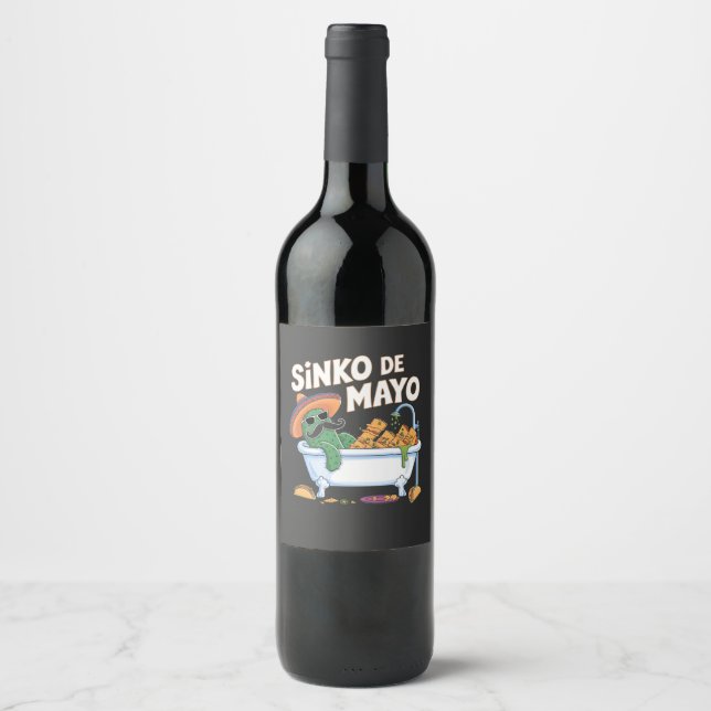 Sinko de Mayo Cinco De Mayo Cactus Funny  Wine Label (Front)
