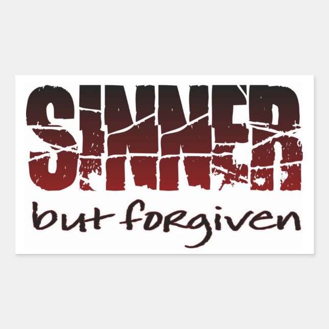 Sinner but forgiven rectangular sticker (Front)