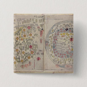 Sino Korean world map 15 Cm Square Badge