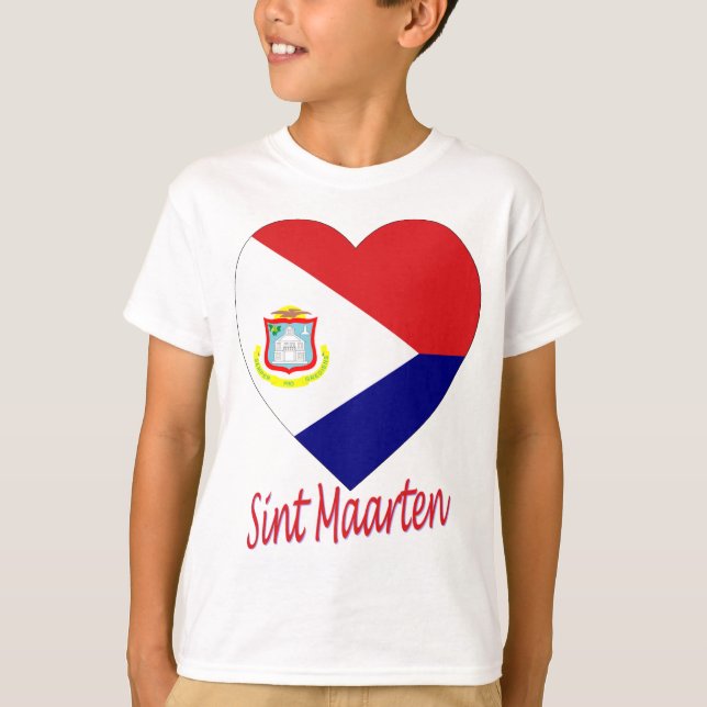 Sint Maarten Flag Heart T-Shirt (Front)