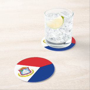 Sint Maarten flag Round Paper Coaster