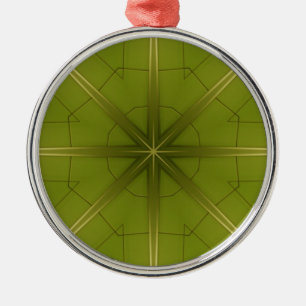 Sint Maarten Green Abstract Tile #4 Metal Tree Decoration