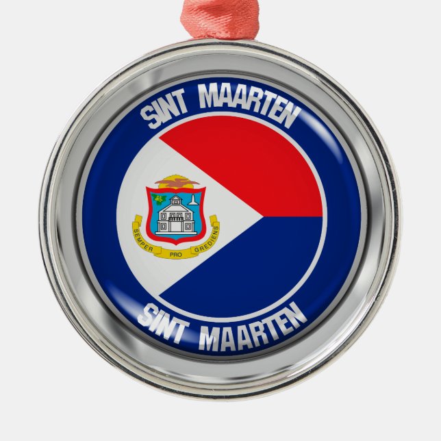 Sint Maarten Round Emblem Metal Tree Decoration (Front)